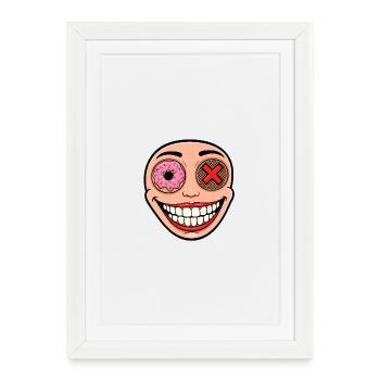 Eclectic Smile with Donut and Petal - Framed poster (27 × 37 cm) - white - Front