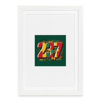 Numéros Festifs Année en Couleurs Vives - Affiche encadrée (27 × 37 cm) - blanc - Devant