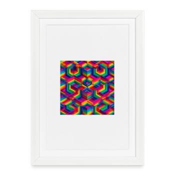 Bunte Geometrische 3D-Illusion - Gerahmtes Poster (27 × 37 cm) - Weiß - Vorne