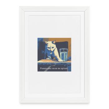 Motif de chat avec message de paix - Affiche encadrée (27 × 37 cm) - blanc - Devant