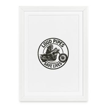 Des tuyaux bruyants sauvent des vies Conception de motos - Affiche encadrée (27 × 37 cm) - blanc - Devant