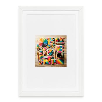 Composition abstraite de formes colorées - Affiche encadrée (27 × 37 cm) - blanc - Devant