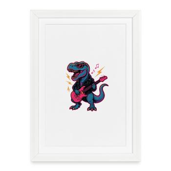 Rock Dino - Affiche encadrée (27 × 37 cm) - blanc - Devant