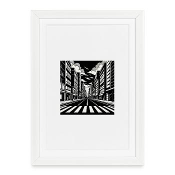 Urban Street Perspective – Black & White Art - Framed poster (27 × 37 cm) - white - Front