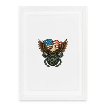 Aigle Patriotique avec Drapeau USA - Affiche encadrée (27 × 37 cm) - blanc - Devant