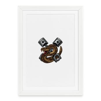 Snake with Pistons, Retro - Framed poster (27 × 37 cm) - white - Front