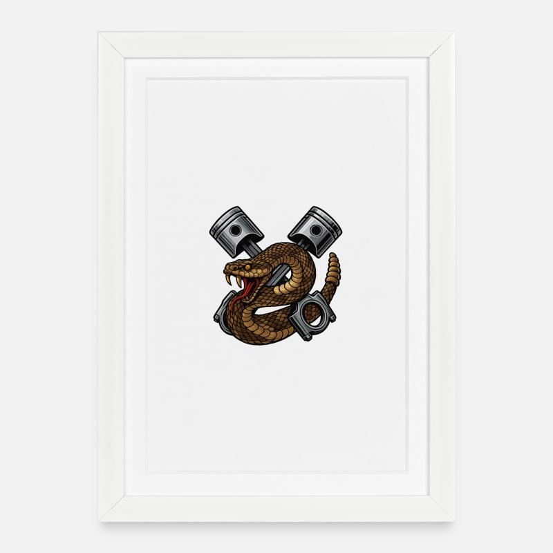 Schlange mit Kolben, Retro - Gerahmtes Poster (27 × 37 cm) - Weiß