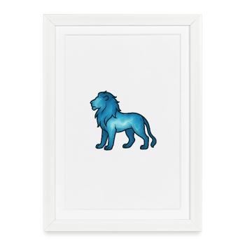 Âme Animal et Être Gardien : Lion - Affiche encadrée (27 × 37 cm) - blanc - Devant