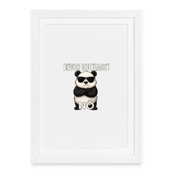 Avant de demander : Nope - T-shirt Panda drôle - Affiche encadrée (27 × 37 cm) - blanc - Devant
