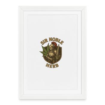 Sir Noble Herb mit Hanf Pflanzenmotiven - Gerahmtes Poster (27 × 37 cm) - Weiß - Vorne