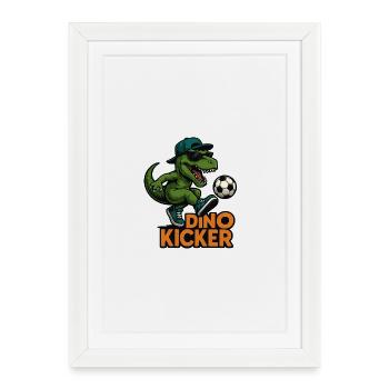 Football Dino - Affiche encadrée (27 × 37 cm) - blanc - Devant