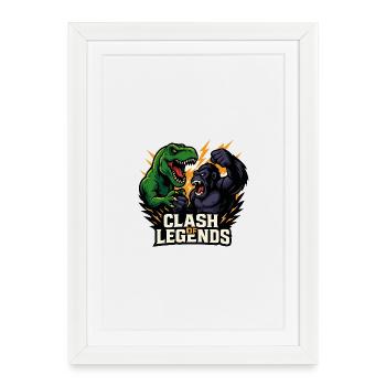 Dino vs. Gorilla - Framed poster (27 × 37 cm) - white - Front