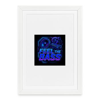 Neon Bass Soundwave T Shirt Design - Framed poster (27 × 37 cm) - white - Front