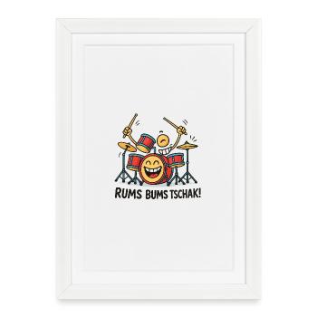 Batteur de batterie énergique - Affiche encadrée (27 × 37 cm) - blanc - Devant