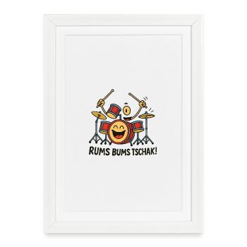 Motif de tambour joyeux avec texte - Affiche encadrée (27 × 37 cm) - blanc - Devant