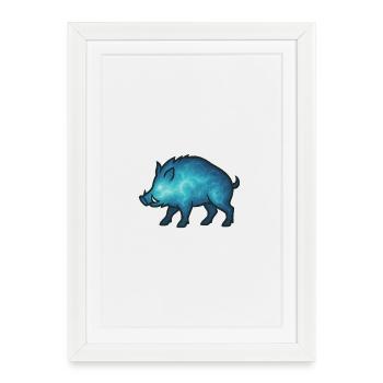 Animal de l’âme et être gardien : Sanglier - Affiche encadrée (27 × 37 cm) - blanc - Devant