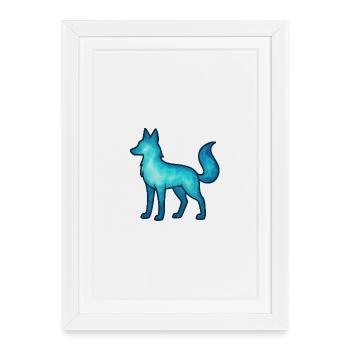 Âme Animal et Être Gardien : Loup - Affiche encadrée (27 × 37 cm) - blanc - Devant