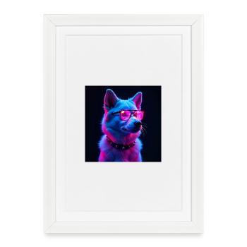 Creative Fast Dog in Neon Colors - Framed poster (27 × 37 cm) - white - Front