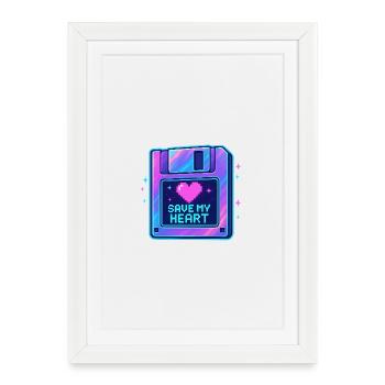 Pixel Heart Save My Heart - Framed poster (27 × 37 cm) - white - Front