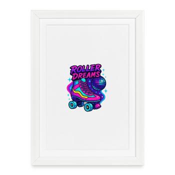 Neon Roller Skates Disco Design - Framed poster (27 × 37 cm) - white - Front