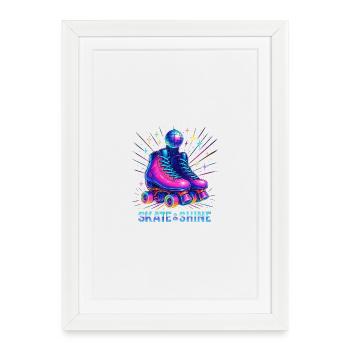 Style roller derby néon - Affiche encadrée (27 × 37 cm) - blanc - Devant