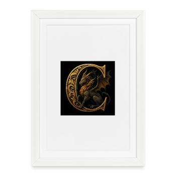 C - Ornement magique avec chimère - Affiche encadrée (27 × 37 cm) - blanc - Devant
