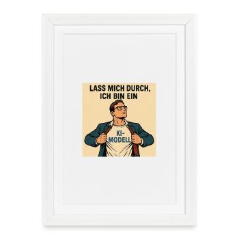 Humorous AI Model Hero Attire - Framed poster (27 × 37 cm) - white - Front