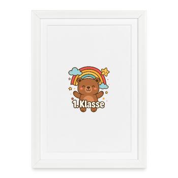 Cute Bear Child with Rainbow 1st Grade - Framed poster (27 × 37 cm) - white - Front