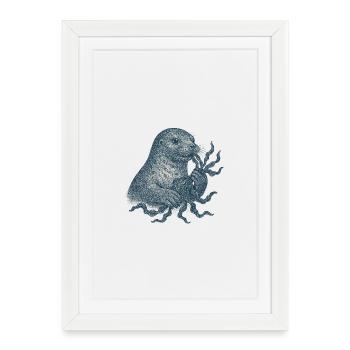 Loutre de mer mystique avec plante à tentacules - Affiche encadrée (27 × 37 cm) - blanc - Devant