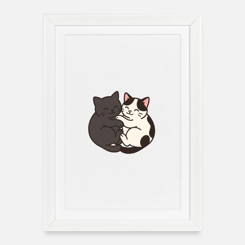 Katzen - Gerahmtes Poster (27 × 37 cm) - Weiß