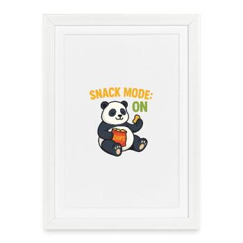 Panda Snack Mode T-Shirt Design - Gerahmtes Poster (27 × 37 cm) - Weiß - Vorne