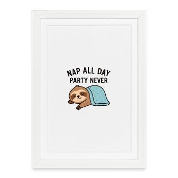 Sleepy Sloth Nap All Day Design - Framed poster (27 × 37 cm) - white - Front