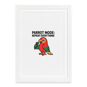 Vibrant Parrot With Microphone Illustration - Framed poster (27 × 37 cm) - white - Front