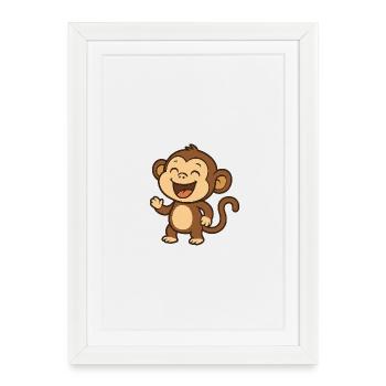 Lachender_Affee - Affiche encadrée (27 × 37 cm) - blanc - Devant
