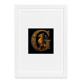 G – Ornement magique avec griffon - Affiche encadrée (27 × 37 cm) - blanc - Devant