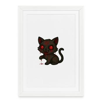 Chat Sombre Occulte - Affiche encadrée (27 × 37 cm) - blanc - Devant