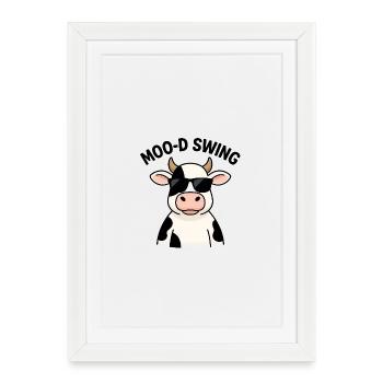 Chic Cow with Sunglasses Illustration - Framed poster (27 × 37 cm) - white - Front
