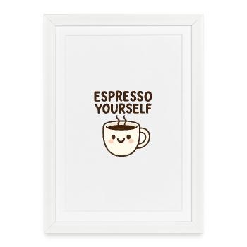 Niedliches Kawaii Kaffeetasse Design - Gerahmtes Poster (27 × 37 cm) - Weiß - Vorne