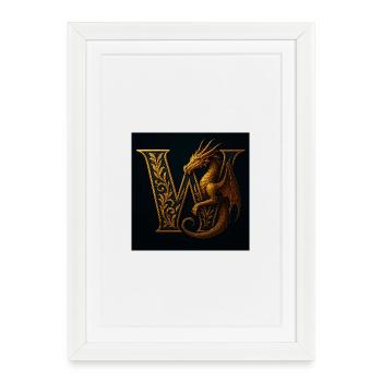 W – Magic Ornament with Dragon - Framed poster (27 × 37 cm) - white - Front