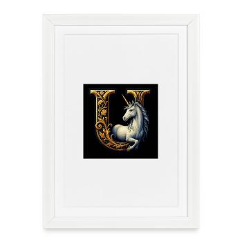 U – Magic Ornament with Unicorn - Framed poster (27 × 37 cm) - white - Front