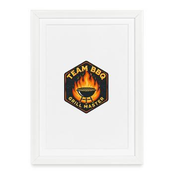 Illustration von Chef Grill BBQ - Gerahmtes Poster (27 × 37 cm) - Weiß - Vorne