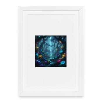 Glowing enchanted forest in the dark - Framed poster (27 × 37 cm) - white - Front