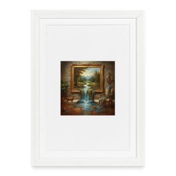 Natural wonderland with running water - Framed poster (27 × 37 cm) - white - Front