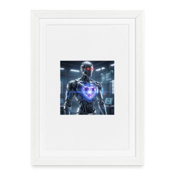 Futuristic robot with light effect - Framed poster (27 × 37 cm) - white - Front