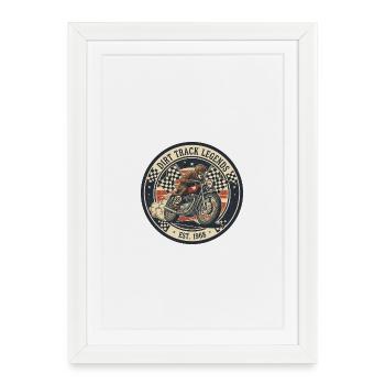 Vintage Dirt Track Motorcycle Logo - Framed poster (27 × 37 cm) - white - Front