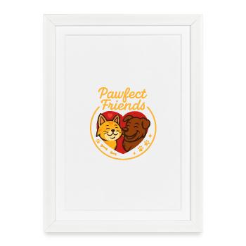 Dogs and Cat Friendship Motif - Framed poster (27 × 37 cm) - white - Front