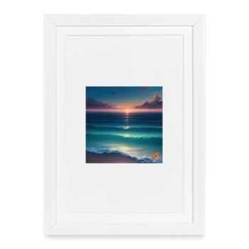 Coucher de Soleil Atlantique sur la Mer Tranquille - Affiche encadrée (27 × 37 cm) - blanc - Devant