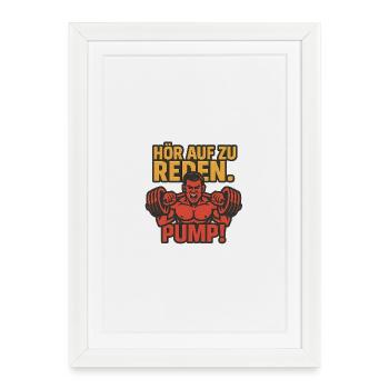 Motivating fitness print with bold motif - Framed poster (27 × 37 cm) - white - Front