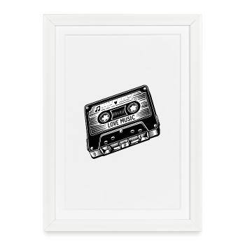 Cassette with Love Music lettering - Framed poster (27 × 37 cm) - white - Front