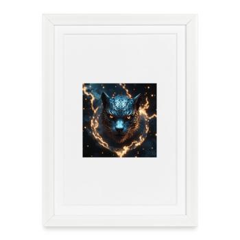 Tigre mystique en énergie électrique - Affiche encadrée (27 × 37 cm) - blanc - Devant
